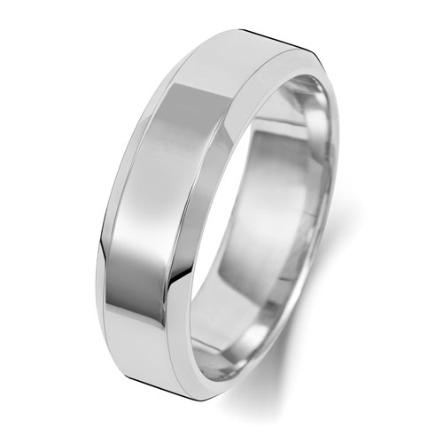 soft court bevelled edge wedding band ring