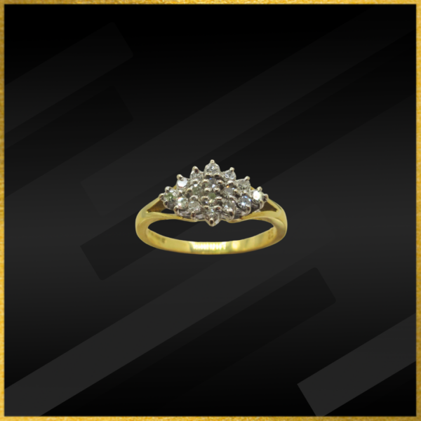 18 carat yellow gold diamond cluster ring