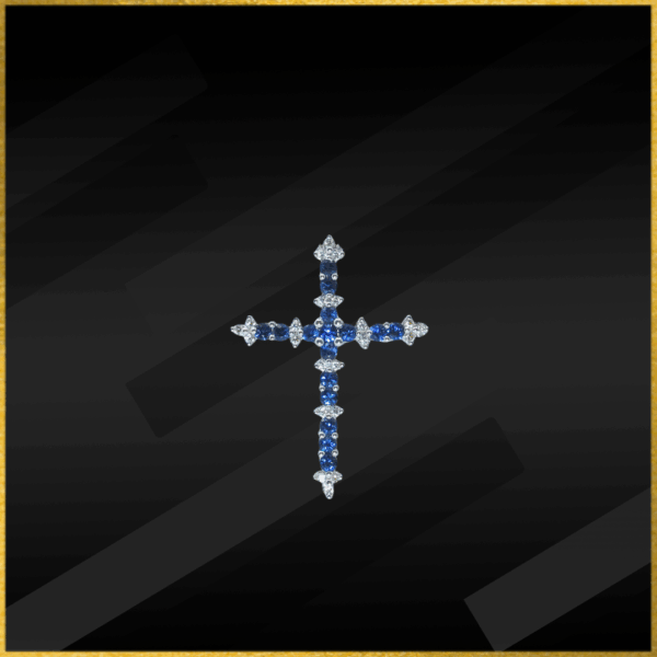18 Carat White Gold Sapphire And Diamond Cross Pendant