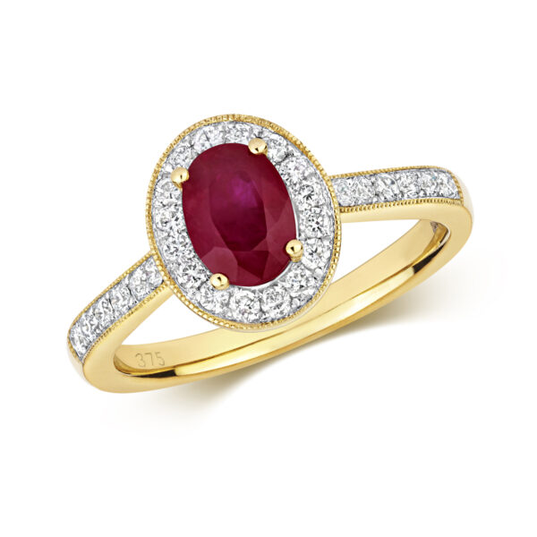 Ruby And Diamond Oval Cluster Ring