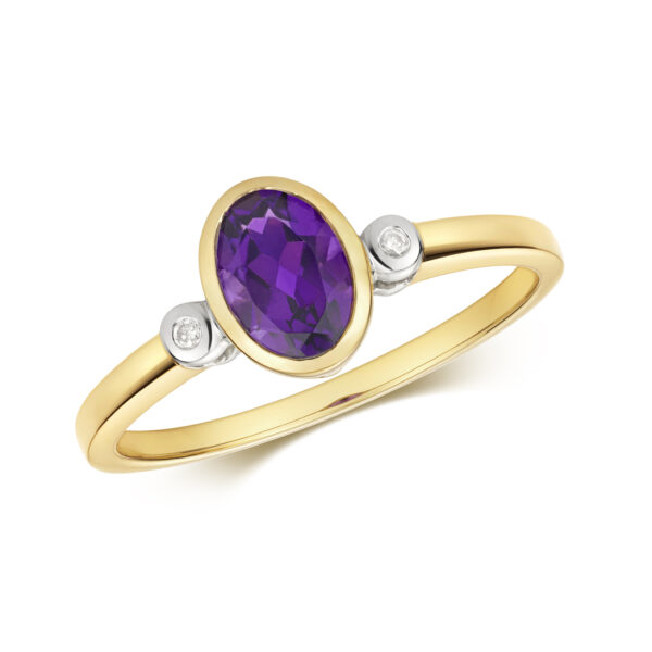 Amethyst And Diamond Oval Ring