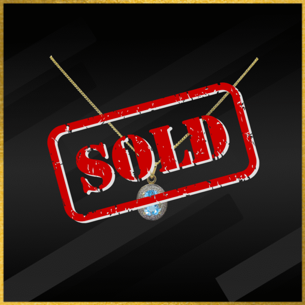 9 Carat Yellow Gold Blue Topaz And Diamond Pendant And Chain