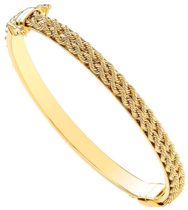 9 carat yellow gold rope bangle