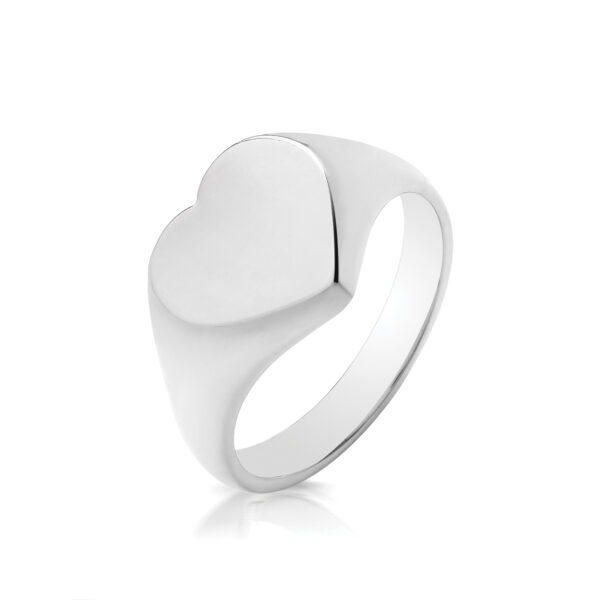 sterling silver heart shape signet ring