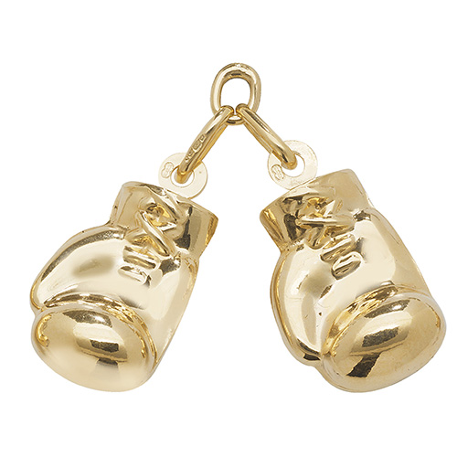 9 carat yellow gold double boxing glove pendant