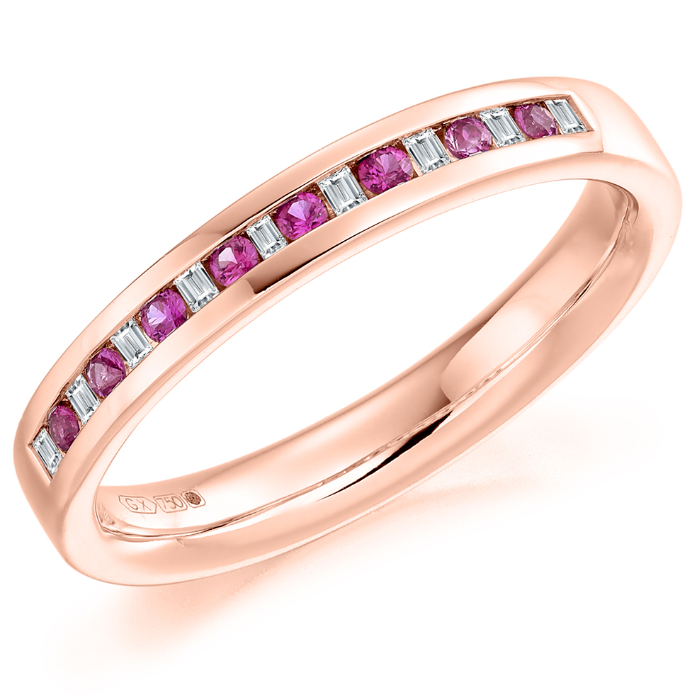 9ct Rose Gold Pink Sapphire And Diamond Eternity Ring Northumberland Goldsmiths