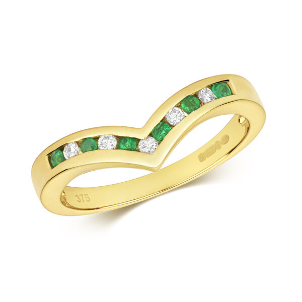 9 carat yellow gold emerald and diamond