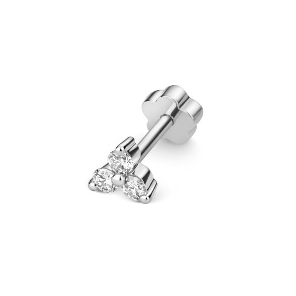 9 carat white gold diamond cartilage three stone stud