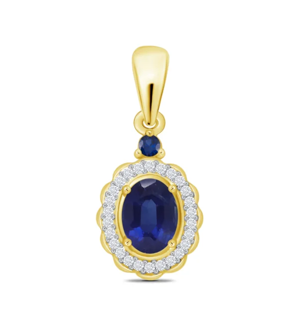 9ct Gold Sapphire And Diamond Cluster Pendant
