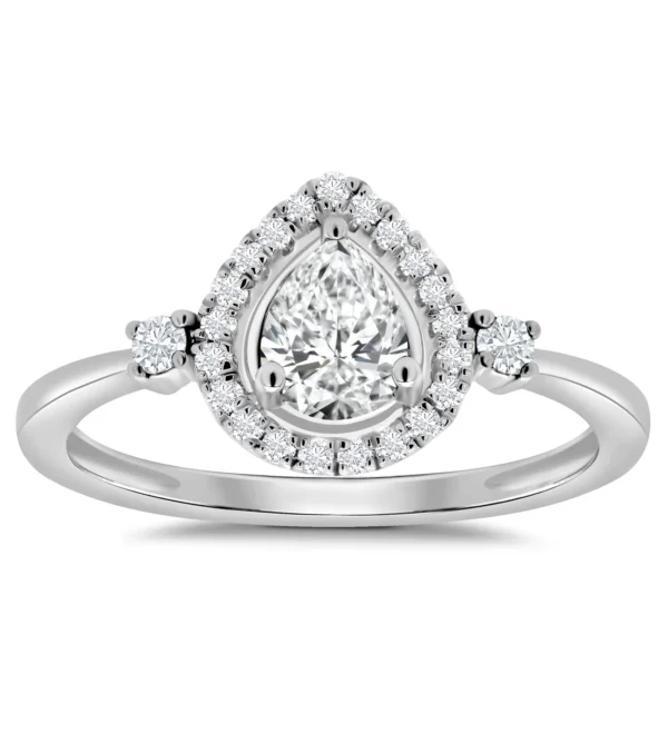 9ct White Gold Diamond Pear Shape Cluster Ring