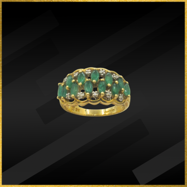 9 carat yellow gold emerald ring second hand preowned