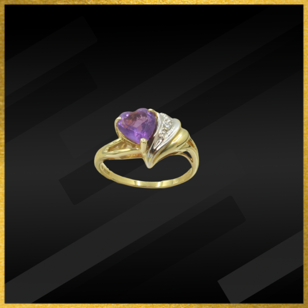 9 carat yellow gold amethyst and diamond ring