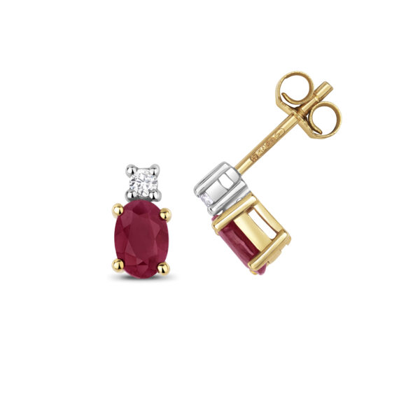 Ruby drop pear earring 9 carat yellow gold