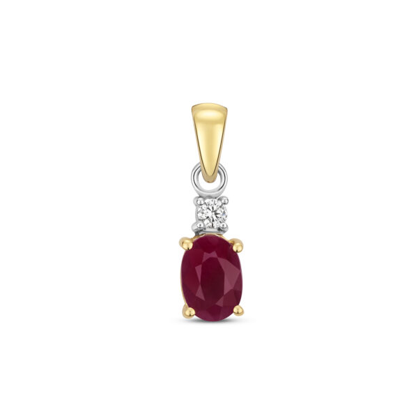 9 carat yellow gold ruby and diamond pendant