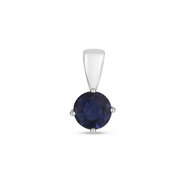 9 carat white gold sapphire round pendant