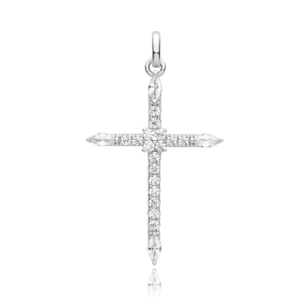 sterling silver fancy cubic zirconia cross pendant