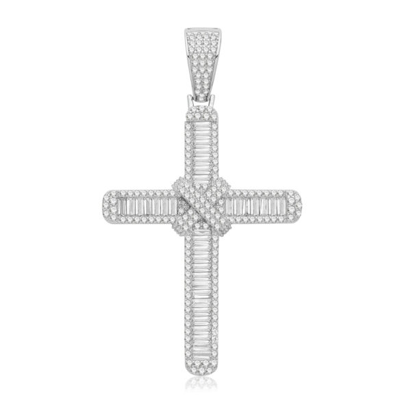 silver cz set cross pendant