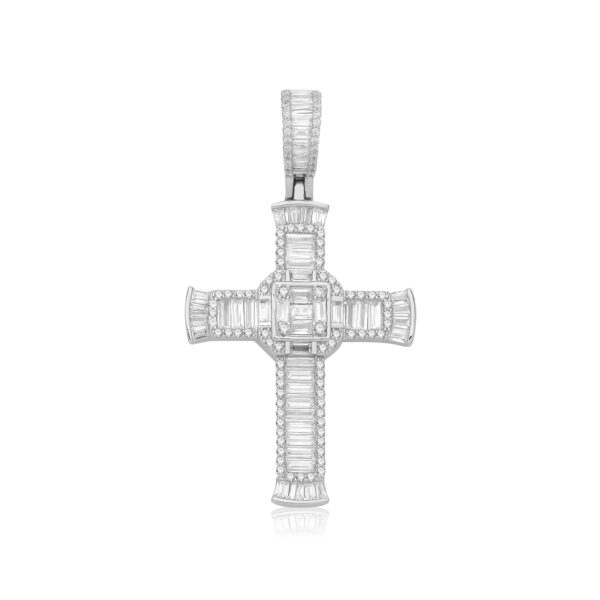 silver cubic zirconia set cross pendant
