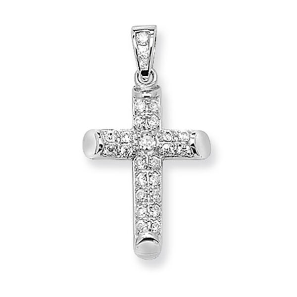 silver cubic zirconia set cross pendant
