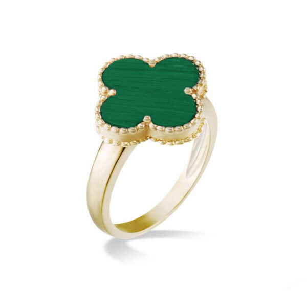 9 carat yellow gold malachite four leaf clover ring van cleef design