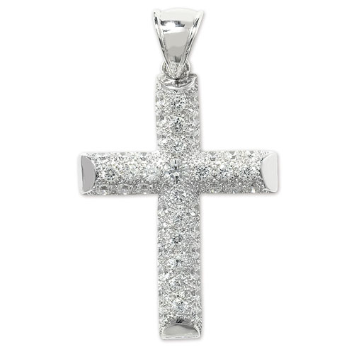 silver cubic zirconia cross pendant