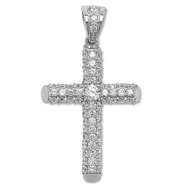 silver cubic zirconia cross pendant