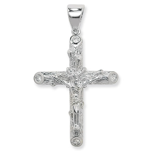Silver cubic zirconia crucifix pendant