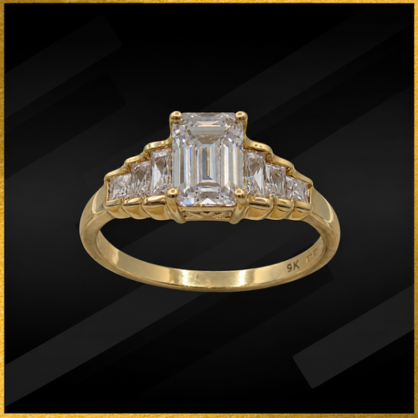 9 carat yellow gold cubic zirconia ring