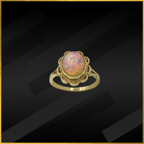 9 carat yellow gold opal doublet ring