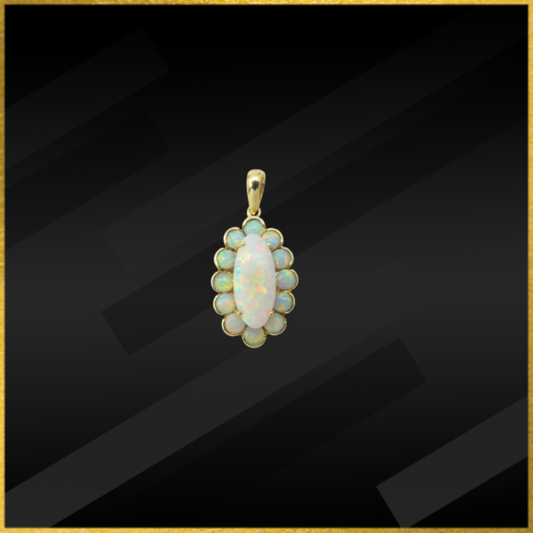 14 carat yellow gold synthetic opal pendant