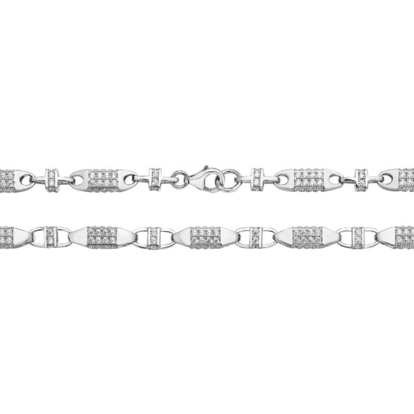 sterling silver cz block chain