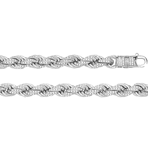 sterling silver cz set rope chain