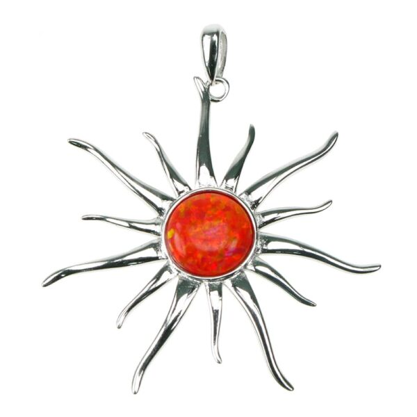sterling silver orange stone sun pendant and chain