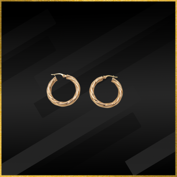 9ct rose gold twisted hoop earrings approximately 25mm