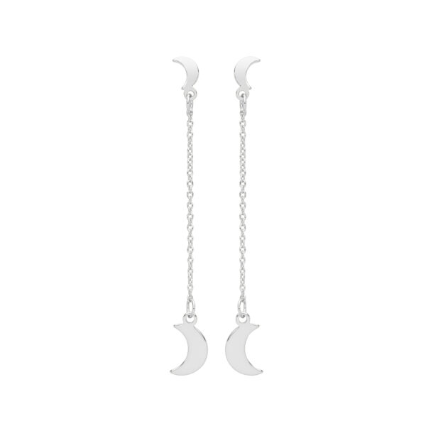 sterling silver moon design drop earrings