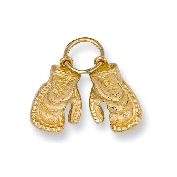 9 carat yellow gold double boxing gloves pendant