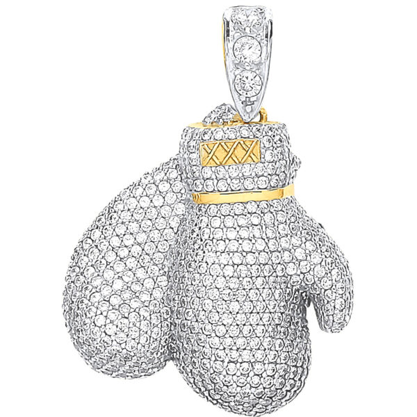 9 CARAT GOLD DOUBLE CZ ZET BOXING GLOVES