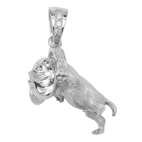 Sterling Silver Bulldog Cz Pendant