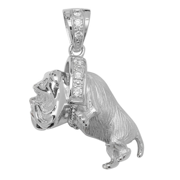 Sterling Silver Bulldog Cz Pendant
