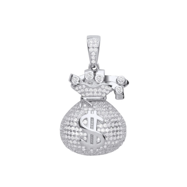 sterling silver cz money bag swag bag pendant