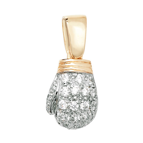 9 carat yellow and white gold cz boxing glove