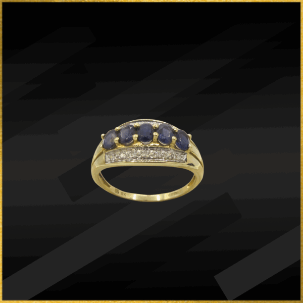 9ct yellow gold sapphire and diamond ring