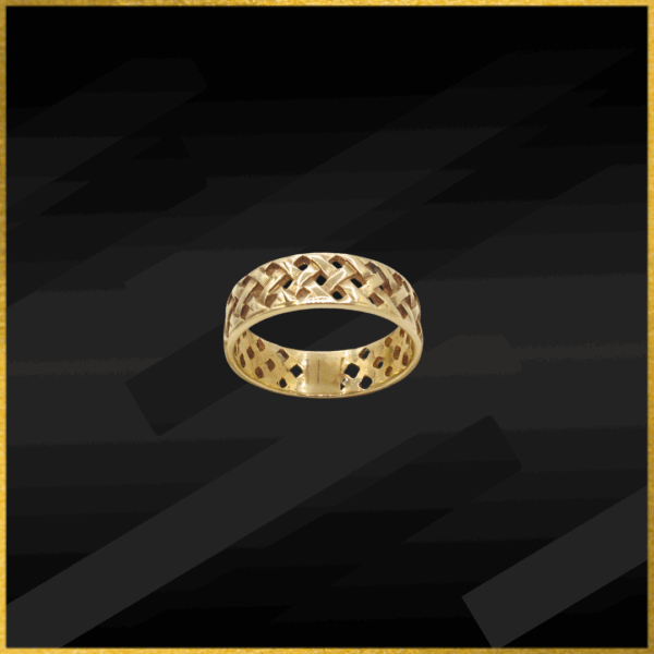 9 carat yellow gold fancy design ring.
