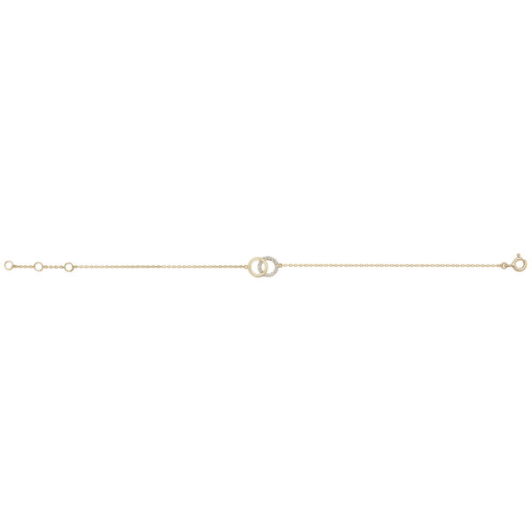 9 carat yellow gold cz double circle bracelet
