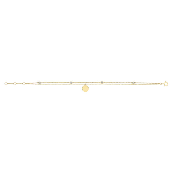 9 carat yellow gold cz bracelet with disc charm