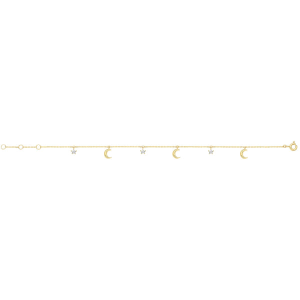 9 carat yellow gold stars and moons bracelet