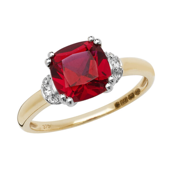 9 Carat Yellow Gold And Created Ruby