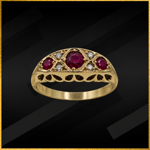 18 carat yellow gold ruby and diamond ring