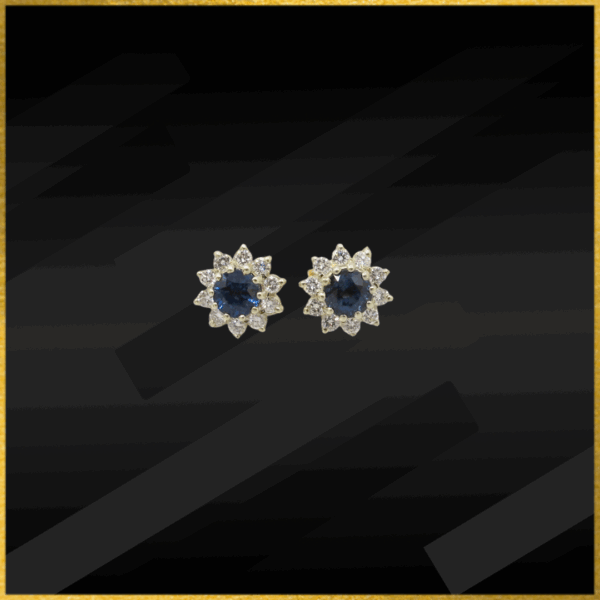 9 Carat Gold Sapphire And Diamond Earrings