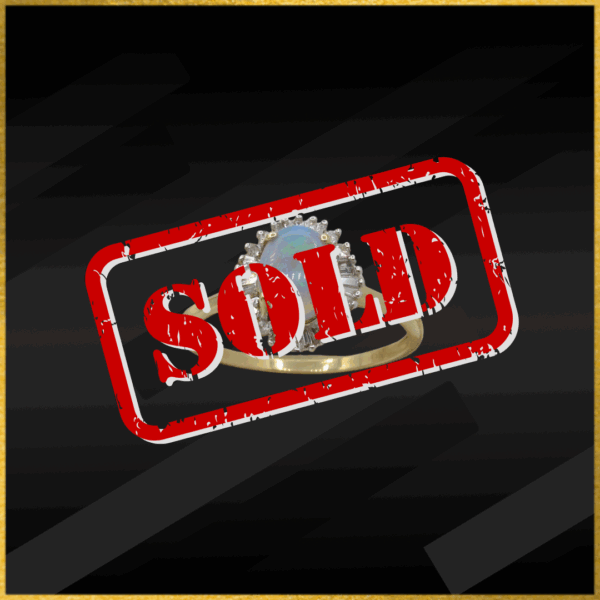 9 Carat Gold Opal And Diamond Ring